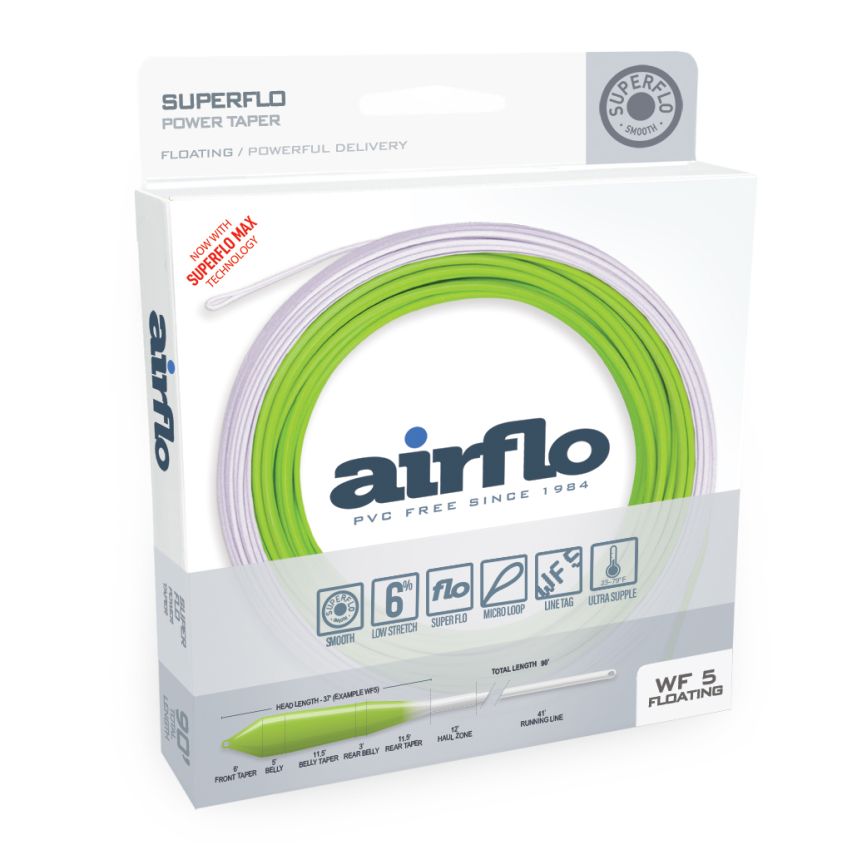 Airflo Superflo Power Taper - Smooth Fly Line Chartreuse/White / WF5F Fly Line