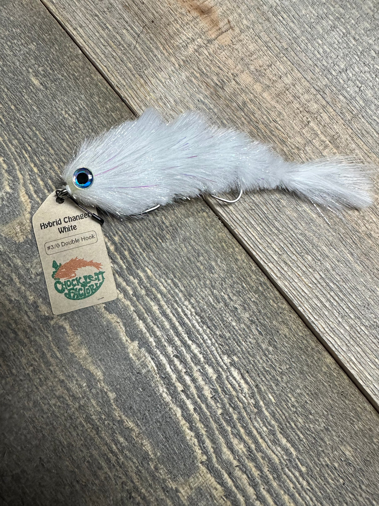 Chocklett's Hybrid Game Changer (double hook) 5"-  3/0 White Warmwater Flies