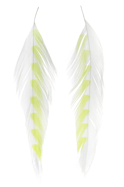 Galloup's Fish Feathers - Shark Fin White/Chartreuse Saddle Hackle, Hen Hackle, Asst. Feathers