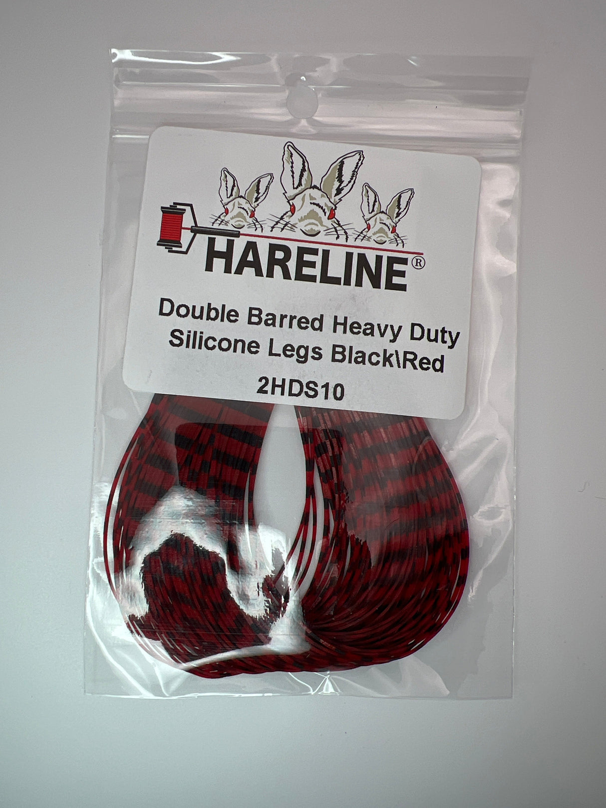Hareline Double Barred Heavy Duty Silicone Legs #10 Black\Red Rubber Legs