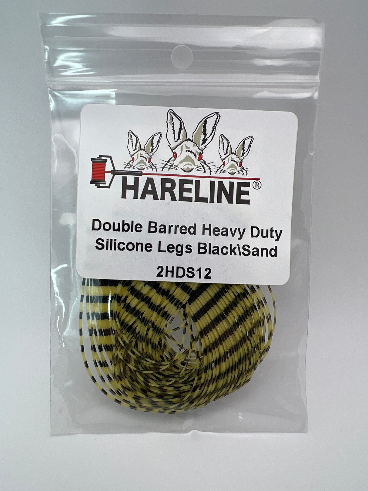 Hareline Double Barred Heavy Duty Silicone Legs #12 Black\Sand Rubber Legs