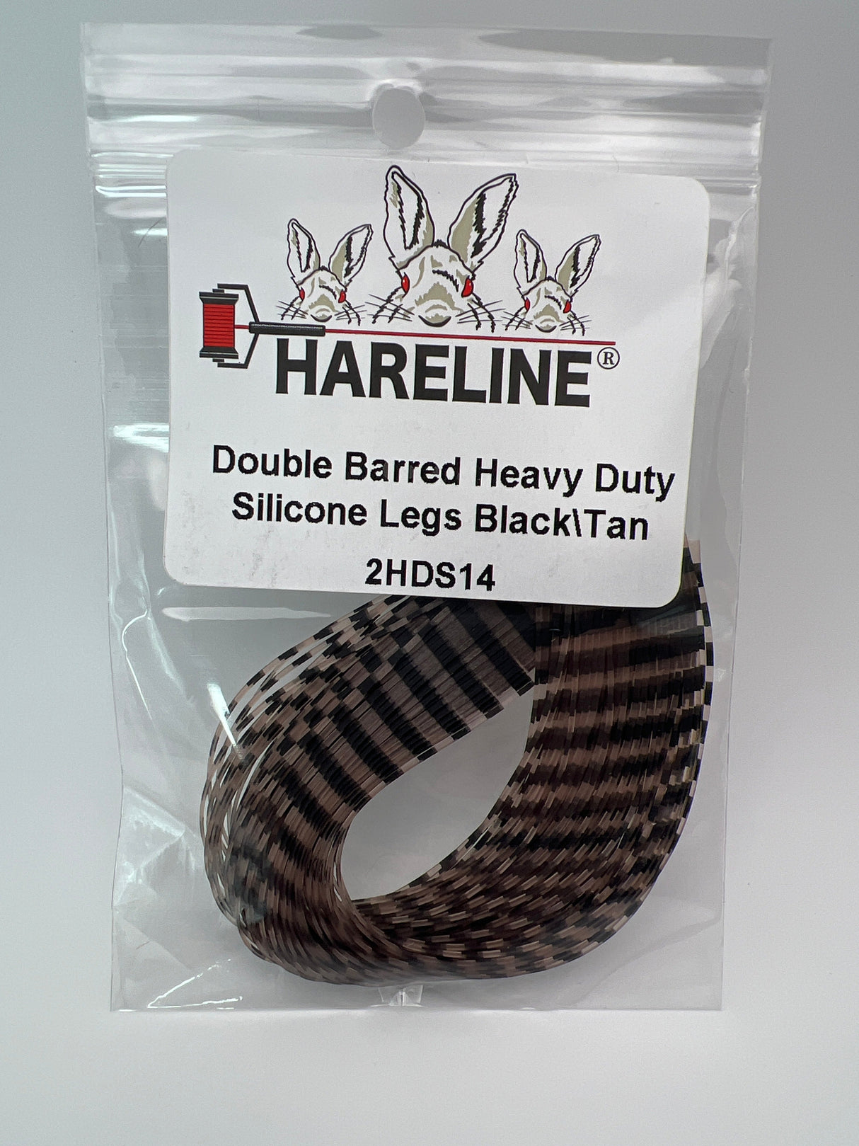 Hareline Double Barred Heavy Duty Silicone Legs #14 Black\Tan Rubber Legs