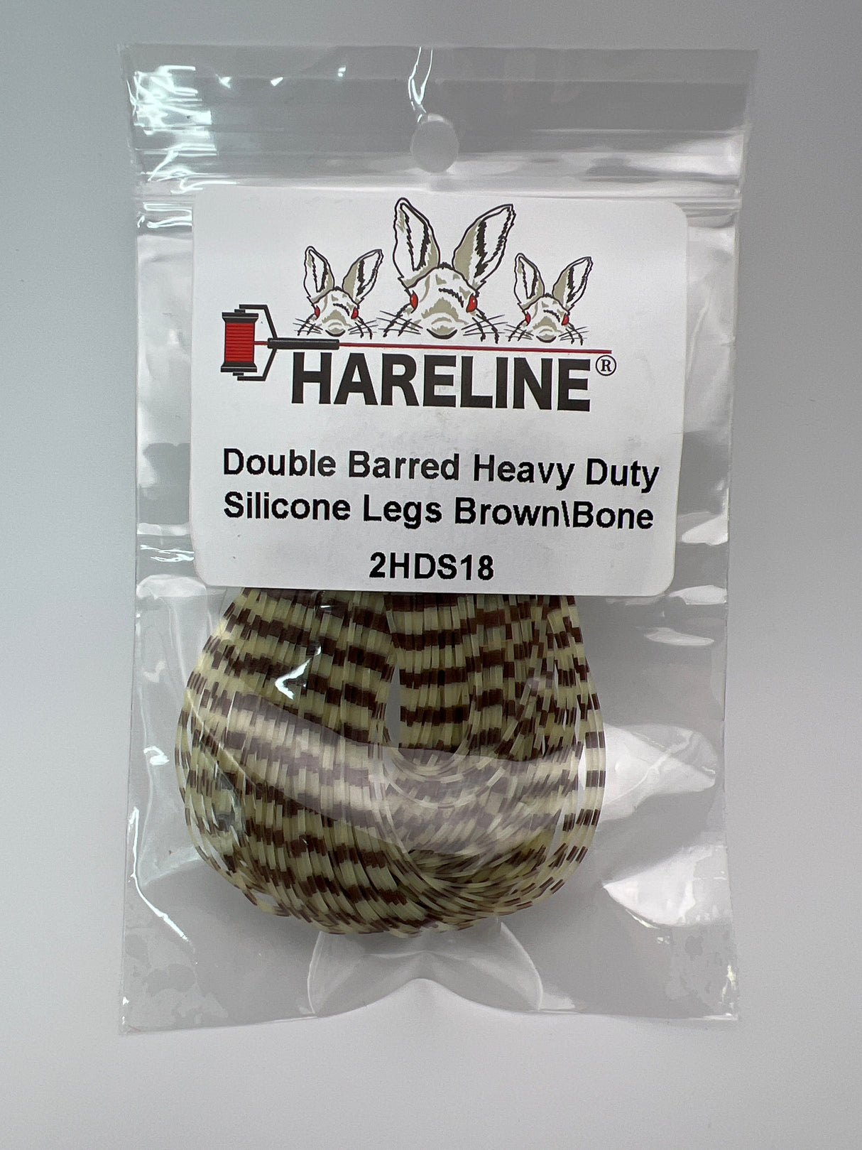 Hareline Double Barred Heavy Duty Silicone Legs #18 Brown\Bone Rubber Legs
