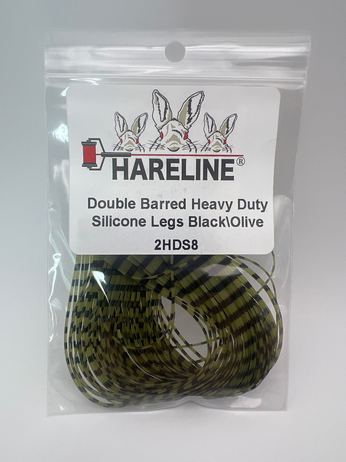 Hareline Double Barred Heavy Duty Silicone Legs #8 Black\Olive Rubber Legs