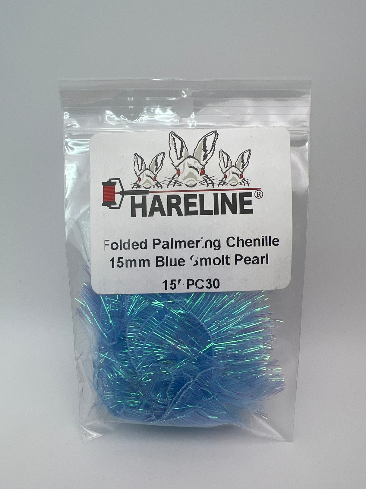 Hareline Folded Palmering Chenille 15mm / Blue Smolt Pearl #30 Chenille