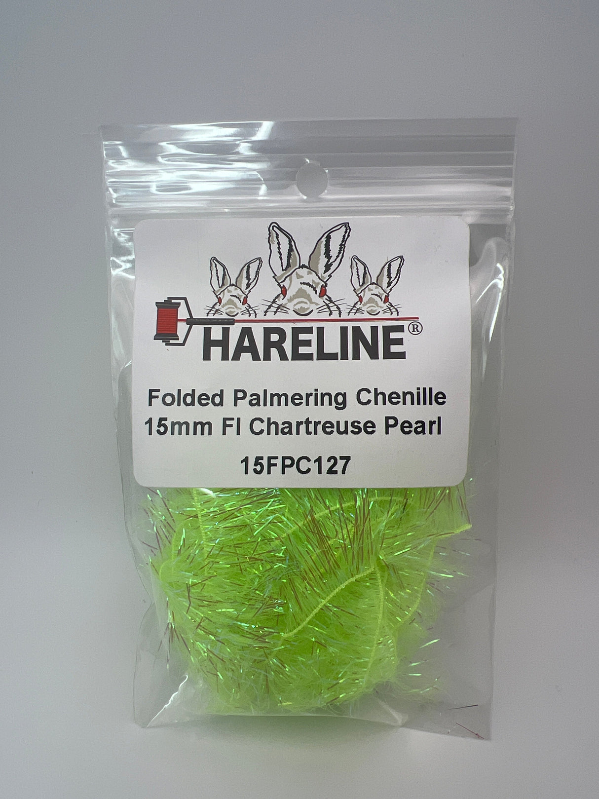 Hareline Folded Palmering Chenille 15mm / Fl Chartreuse Pearl #127 Chenille