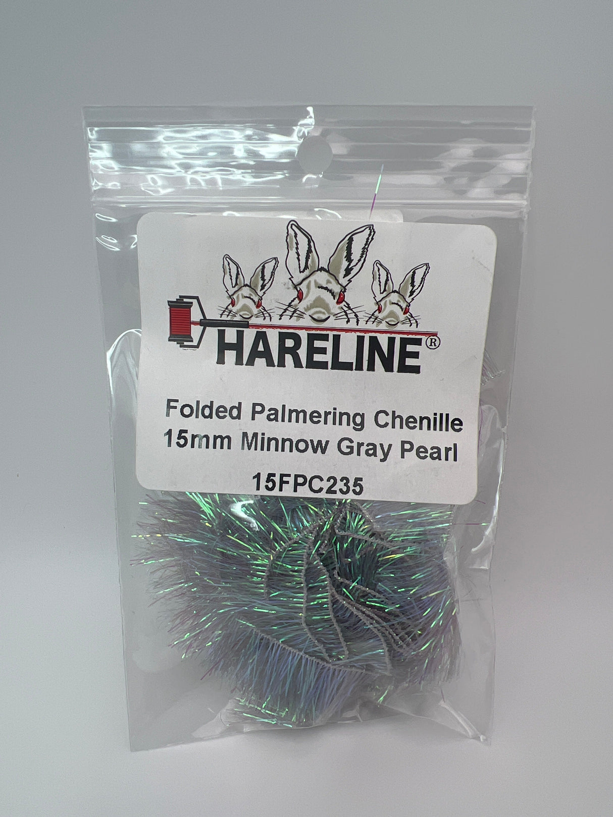 Hareline Folded Palmering Chenille 15mm / Minnow Gray Pearl #235 Chenille