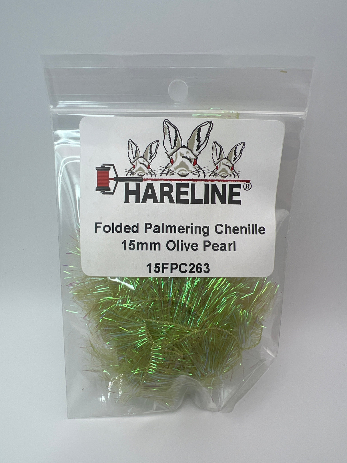 Hareline Folded Palmering Chenille 15mm / Olive Pearl #263 Chenille