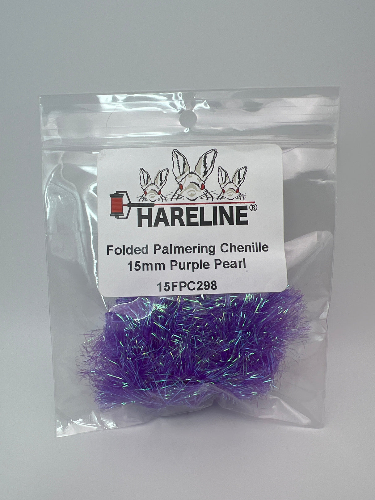 Hareline Folded Palmering Chenille 15mm / Purple Pearl #298 Chenille