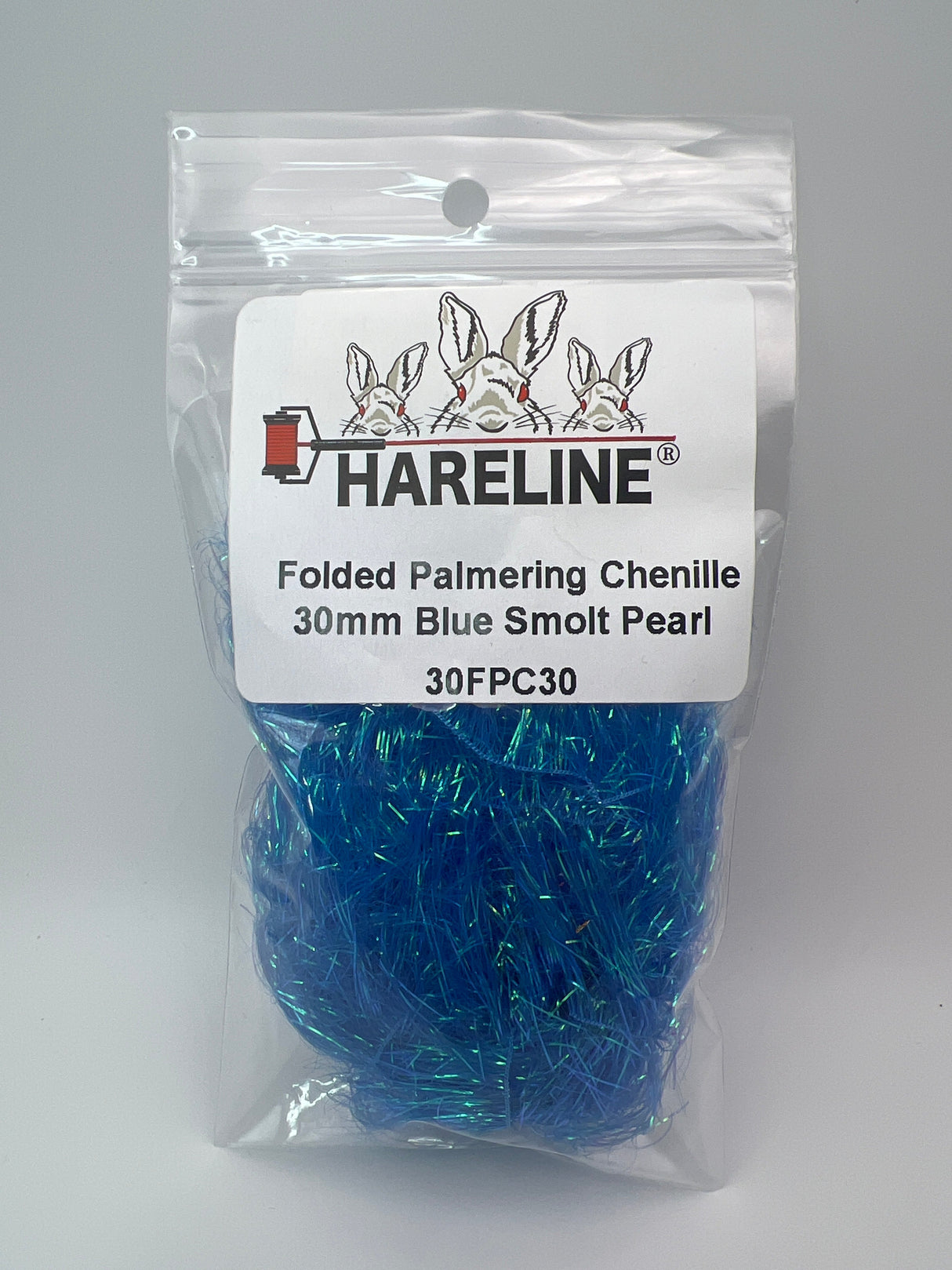 Hareline Folded Palmering Chenille 30mm / Blue Smolt Pearl #30 Chenille