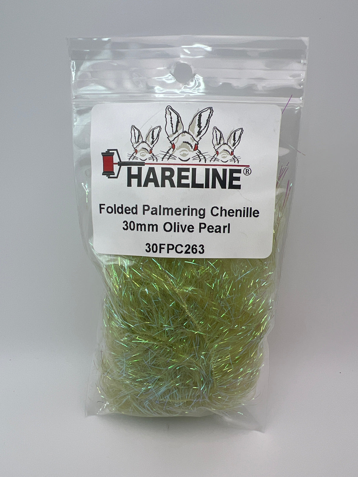 Hareline Folded Palmering Chenille 30mm / Olive Pearl #263 Chenille