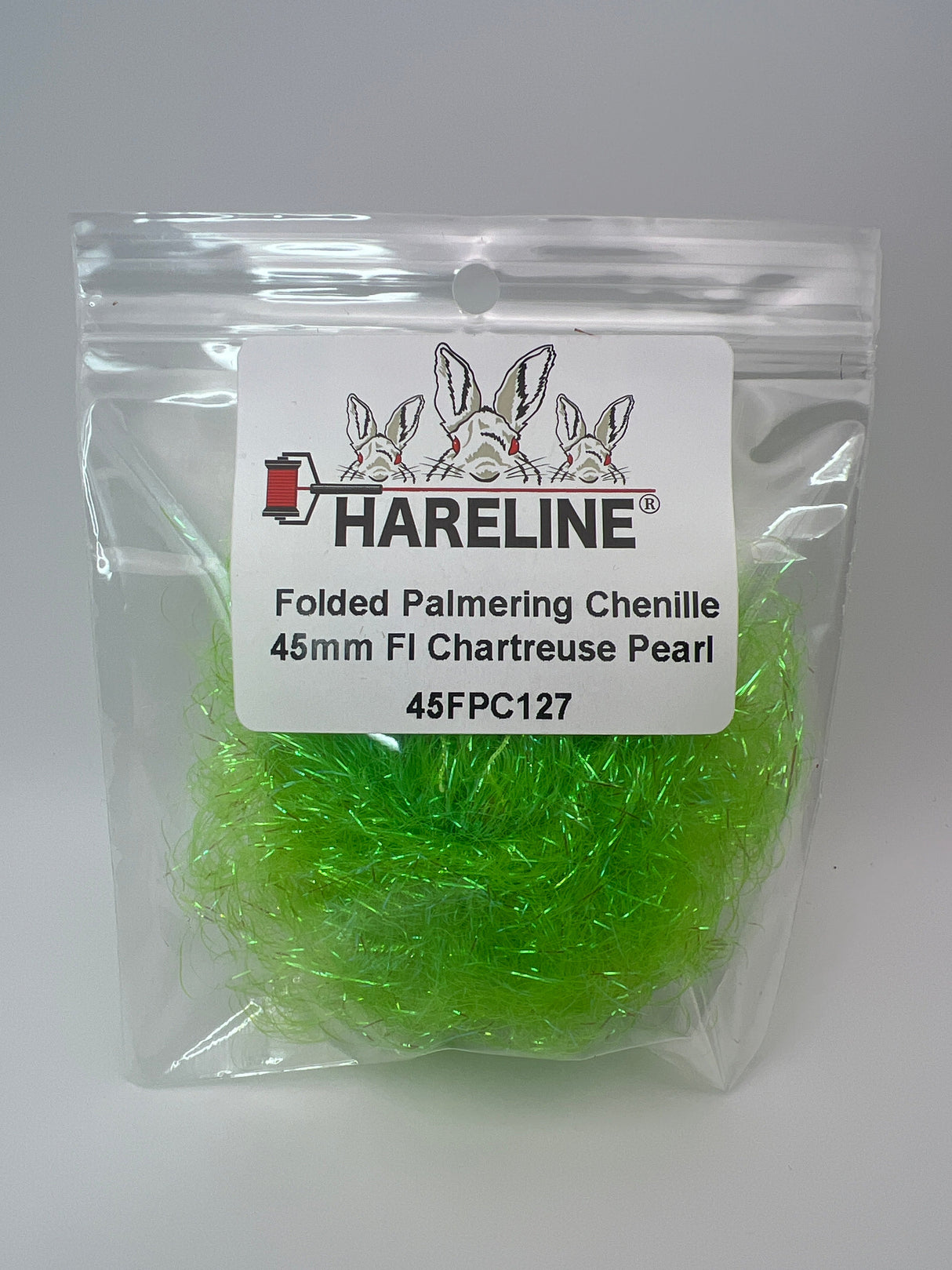 Hareline Folded Palmering Chenille 45mm / Fl Chartreuse Pearl #127 Chenille