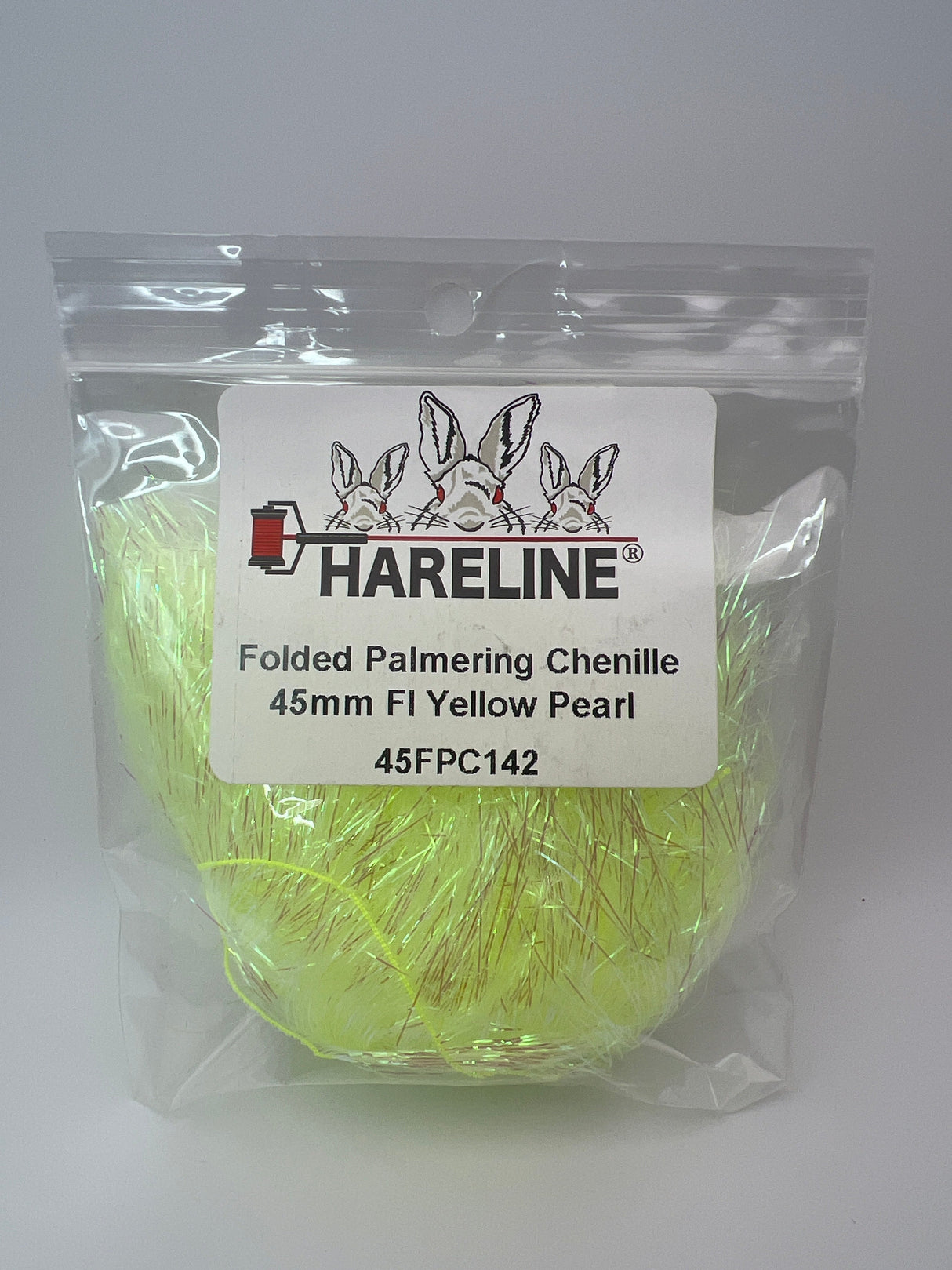 Hareline Folded Palmering Chenille 45mm / Fl Yellow Pearl #142 Chenille