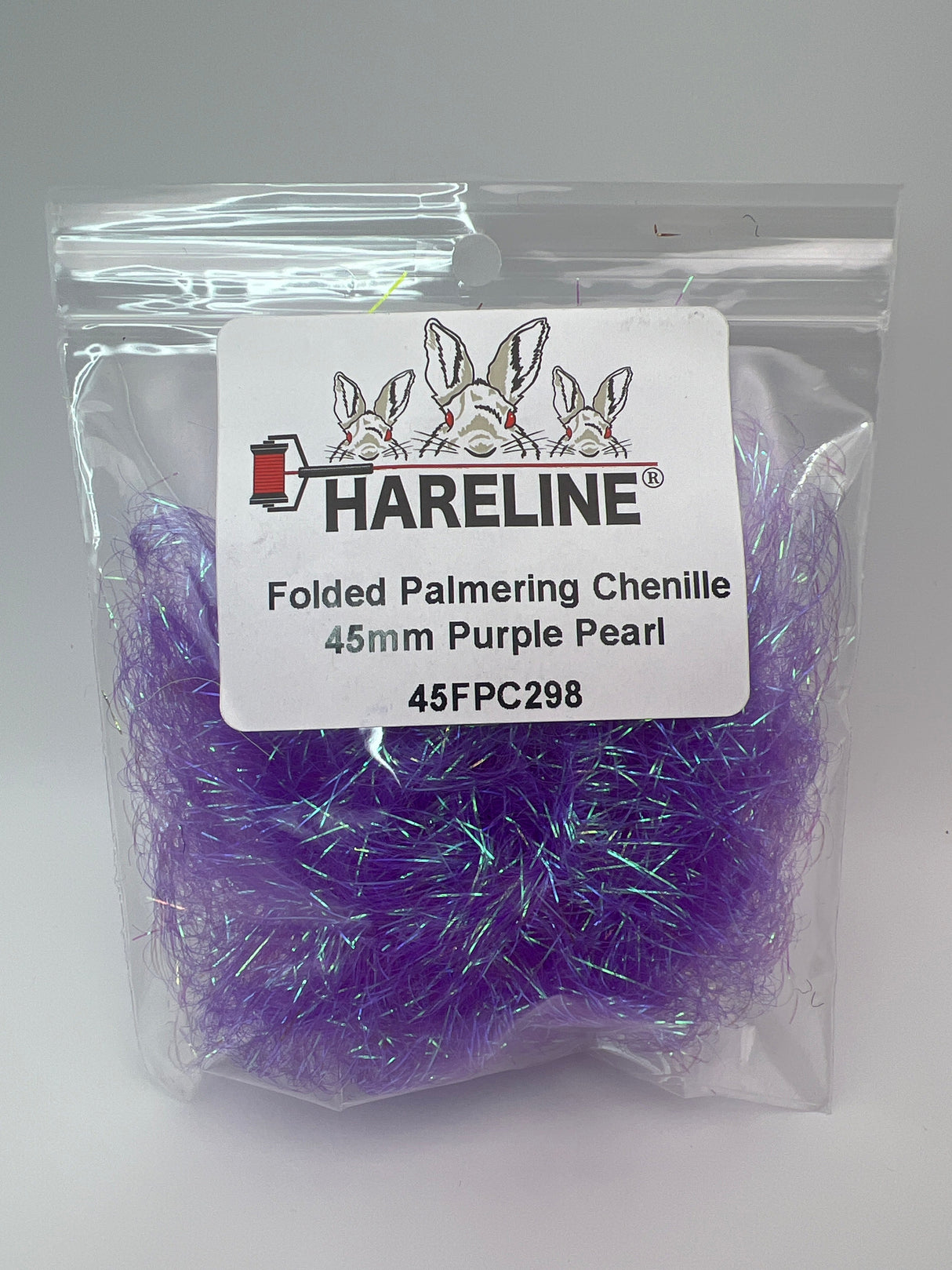 Hareline Folded Palmering Chenille 45mm / Purple Pearl #298 Chenille