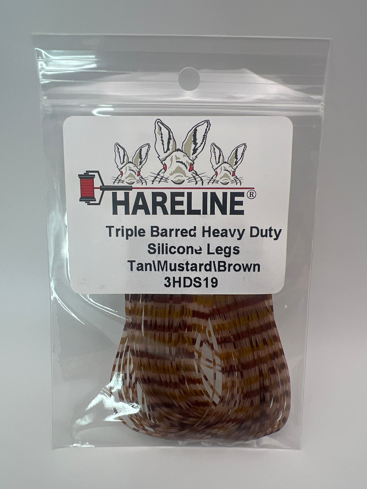 Hareline Triple Barred Heavy Duty Silicone Legs #19 Tan\Mustard\Brown Rubber Legs
