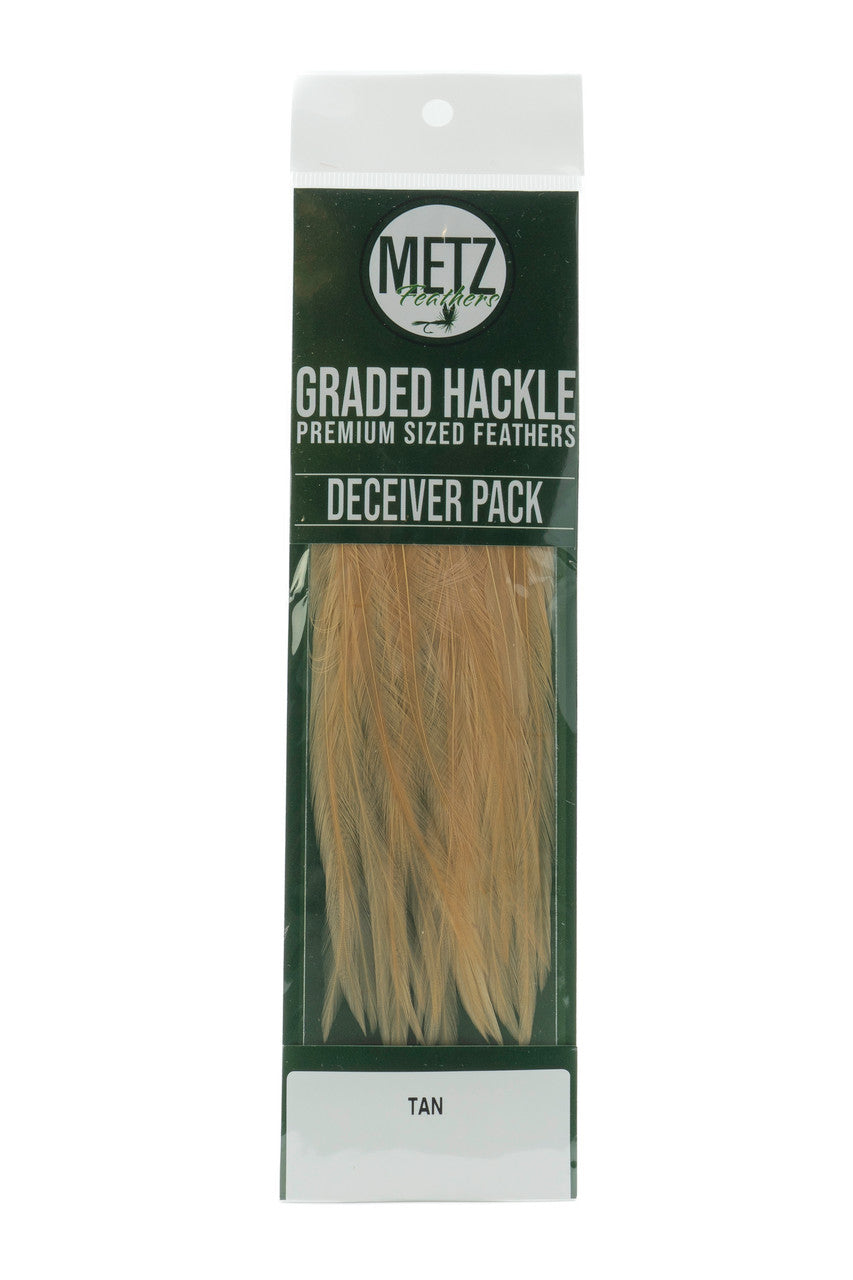 Metz Hackle Deceiver Streamer Pack Tan Saddle Hackle, Hen Hackle, Asst. Feathers
