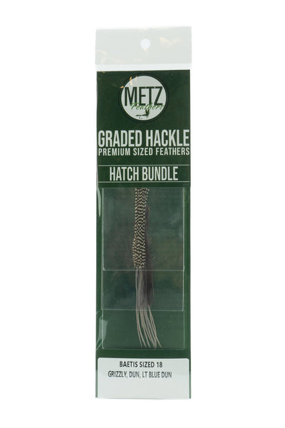 Metz Hackle Hatch Bundle 3 Pack Baetis size 18 Dry Fly Hackle
