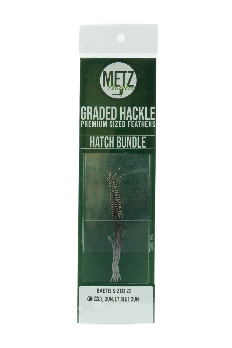 Metz Hackle Hatch Bundle 3 Pack Baetis Size 22 Dry Fly Hackle