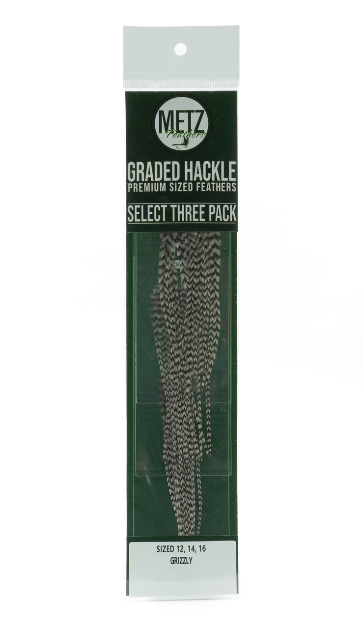 Metz Hackle Select 3 Size Pack Dry Fly Hackle