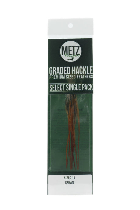 Metz Hackle Select Single Size Pack Brown size 14 Dry Fly Hackle