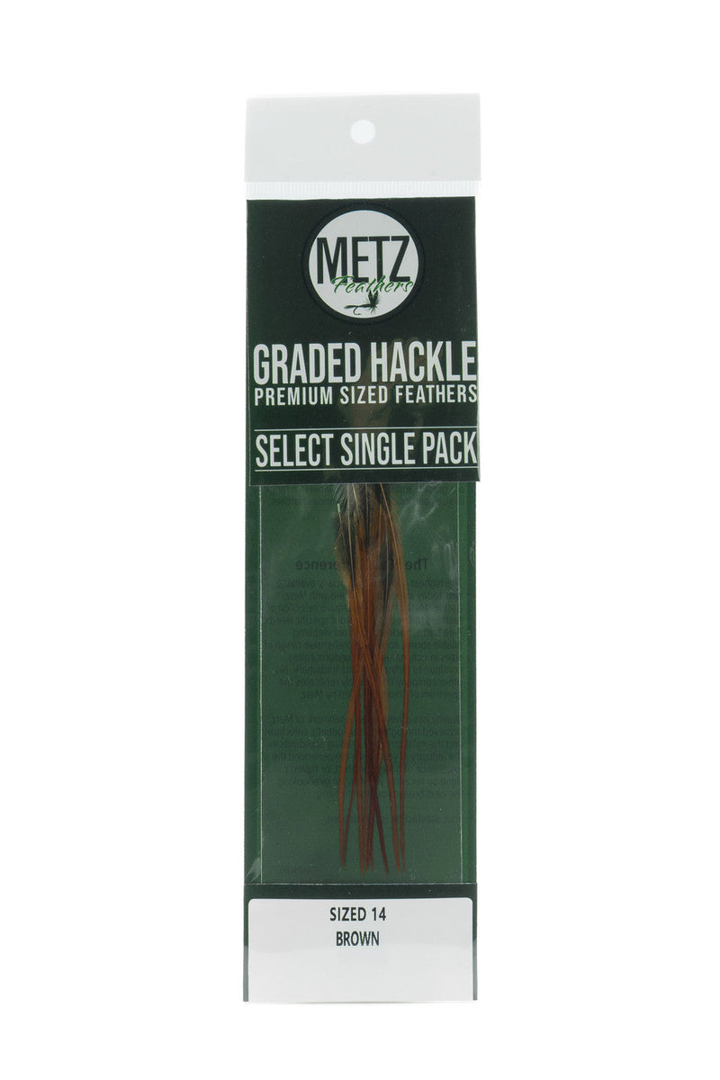 Metz Hackle Select Single Size Pack Brown size 14 Dry Fly Hackle