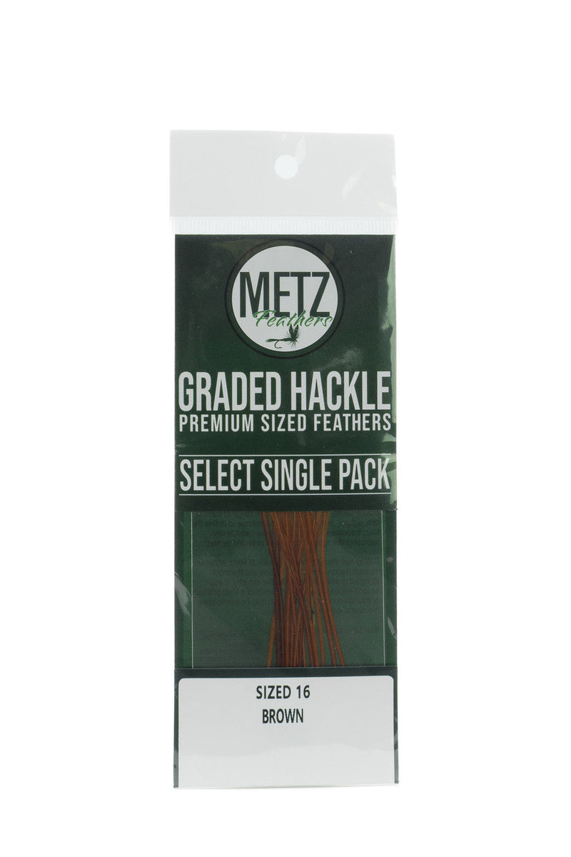 Metz Hackle Select Single Size Pack Brown size 16 Dry Fly Hackle