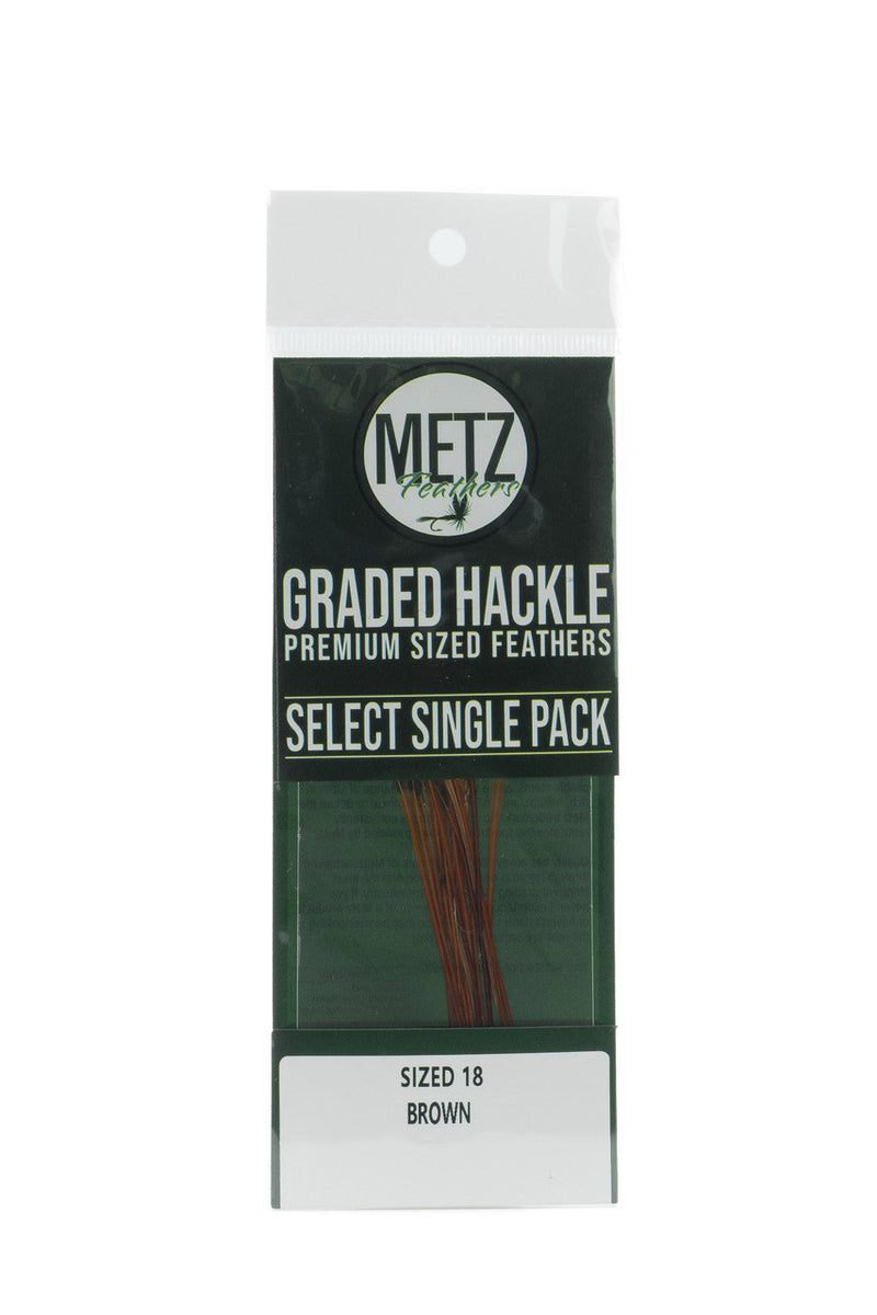 Metz Hackle Select Single Size Pack Brown size 18 Dry Fly Hackle