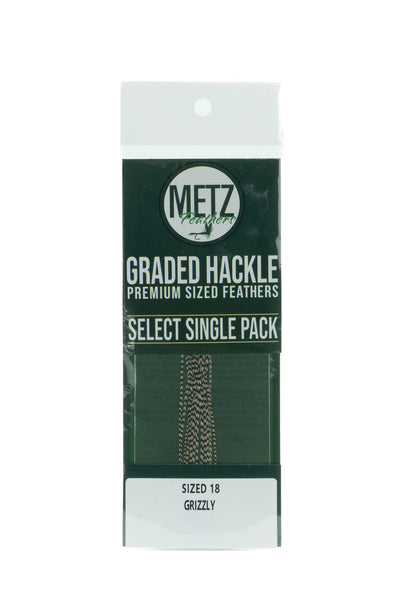 Metz Hackle Select Single Size Pack Grizzly size 18 Dry Fly Hackle