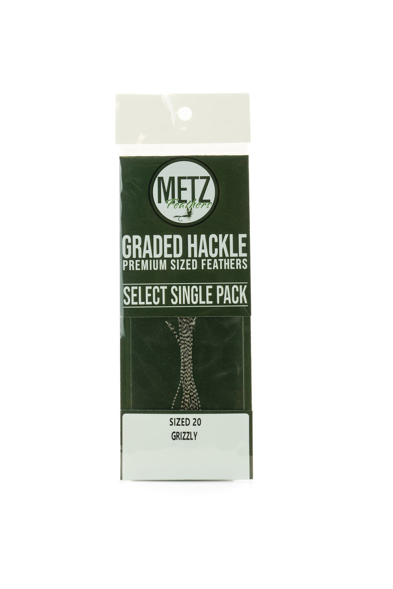 Metz Hackle Select Single Size Pack Grizzly size 20 Dry Fly Hackle