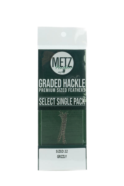 Metz Hackle Select Single Size Pack Grizzly size 22 Dry Fly Hackle
