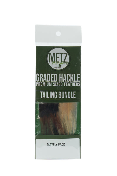 Metz Tailing Bundle 3 Pack Mayfly Saddle Hackle, Hen Hackle, Asst. Feathers