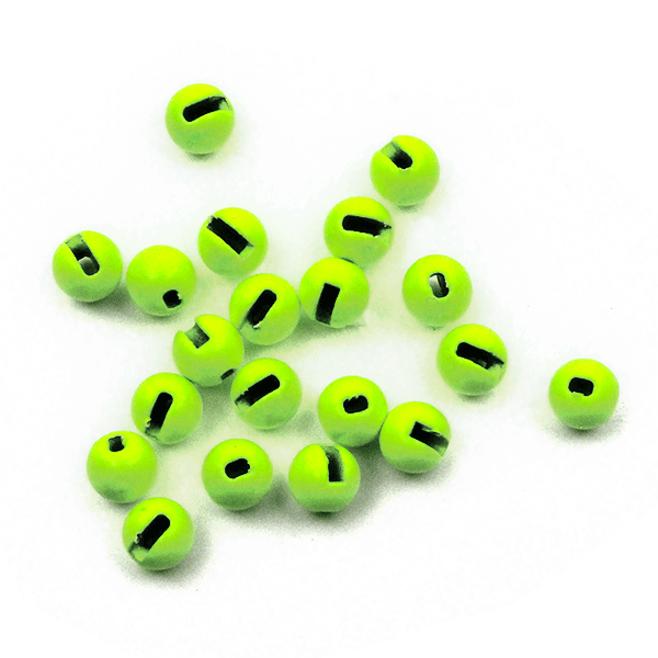 MFC Slotted Tungsten Beads 20 Pack Chartreuse / 2.4mm (3/32") Beads, Eyes, Coneheads