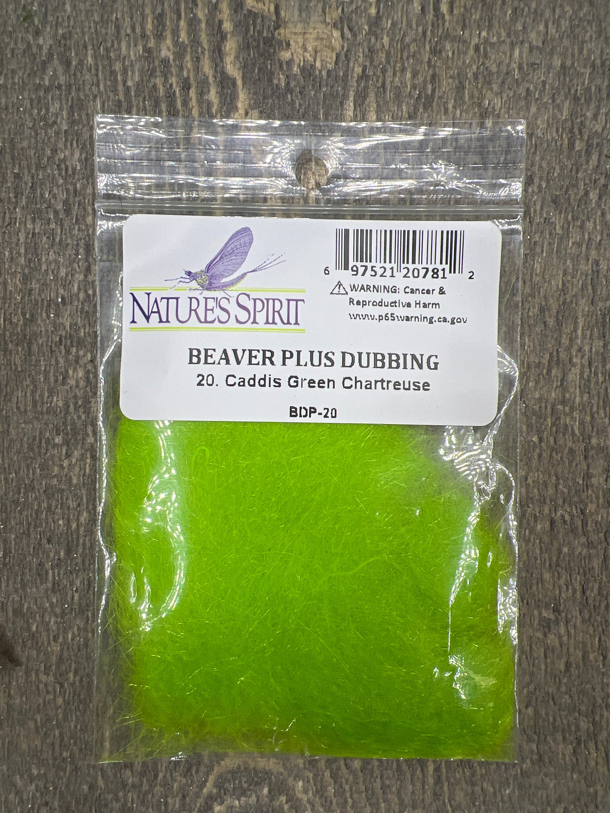 Nature Spirit Beaver Plus Dubbing Caddis Green Chartreuse Dubbing