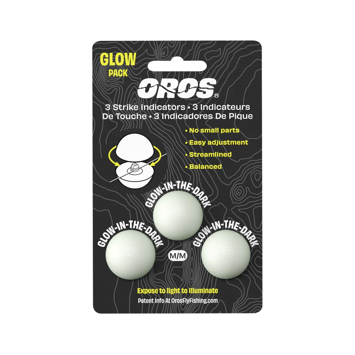Oros Strike Indicator 3-pack Glow In the Dark Medium Strike Indicators