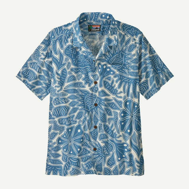 Patagonia Men's Tidal Threads Camp Shirt Bees and Flowers: Still Blue / M Clothing