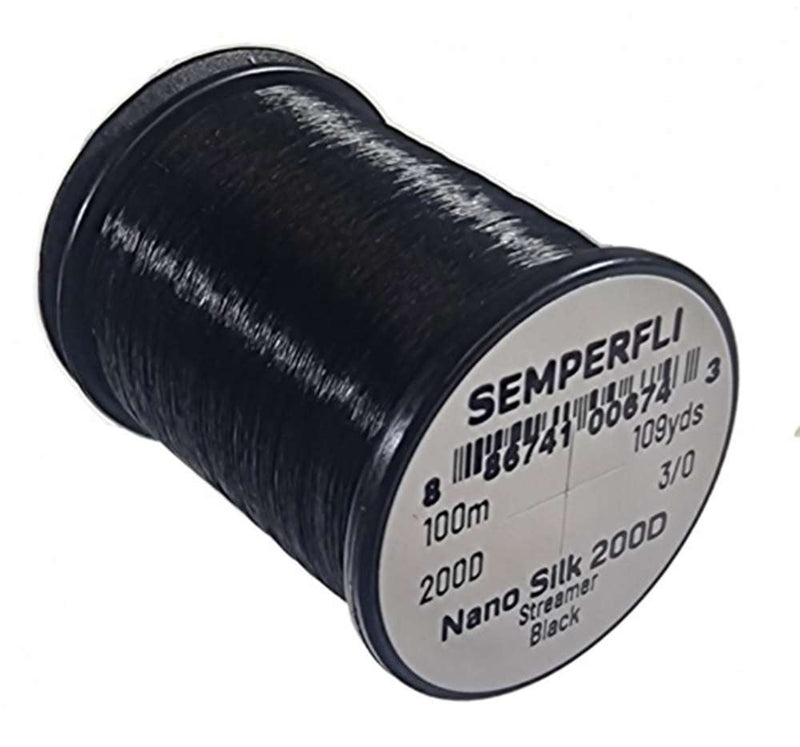 Semperfli Nano Silk Streamer 200D (3/0) Black Threads