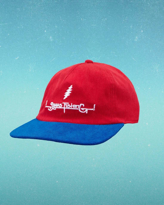 Simms Double Haul Cap - Corduroy - Grateful Dead Lightning Script - Red Clothing