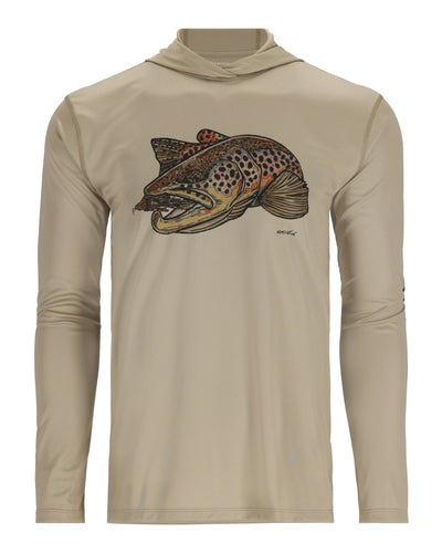 Simms M's Tech Hoody- Artist Series Stone/Brown Trout / M Clothing