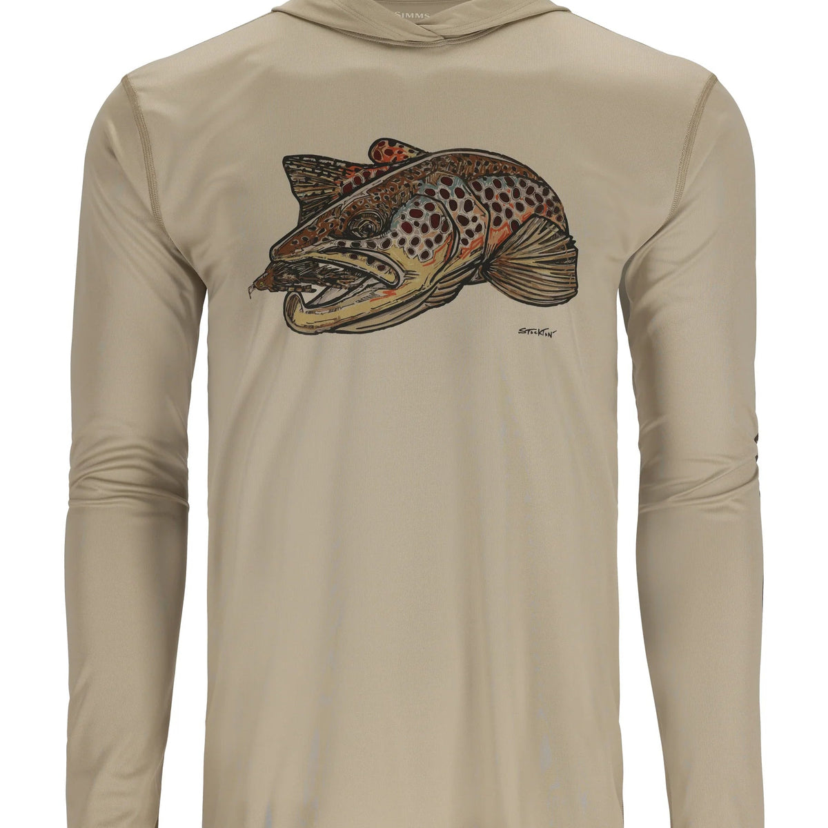 ジャケット SIMMS TECH HOODY ARTIST SERIES BROWN TROUT/ LIGHT GREEN US-L Men's Tech Hoody - Artist Series | Simms Fishing