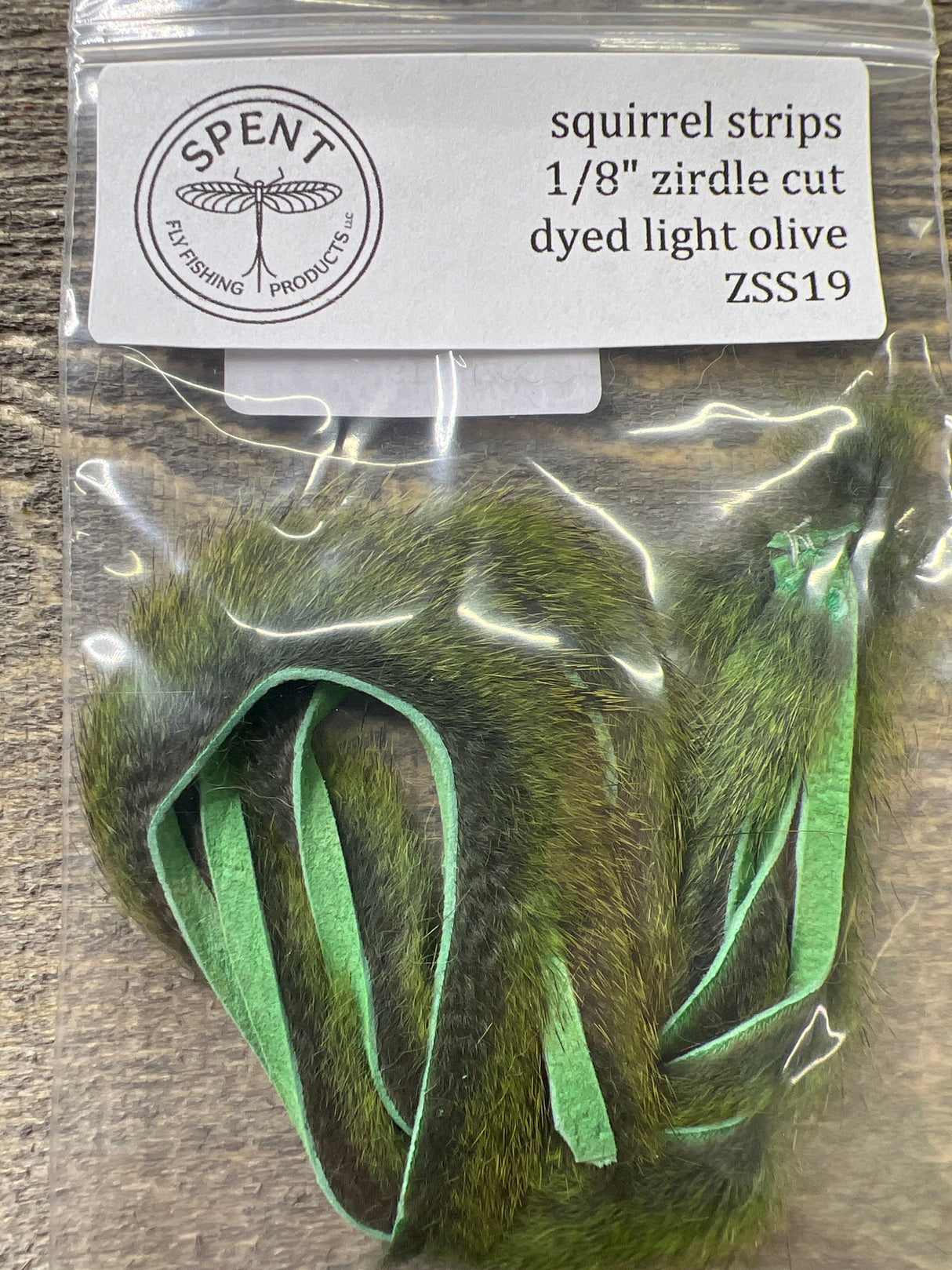 Spent Fly Fishing 1/8" Zirdle Cut Squirrel Strips Light Olive Squirrel Hair