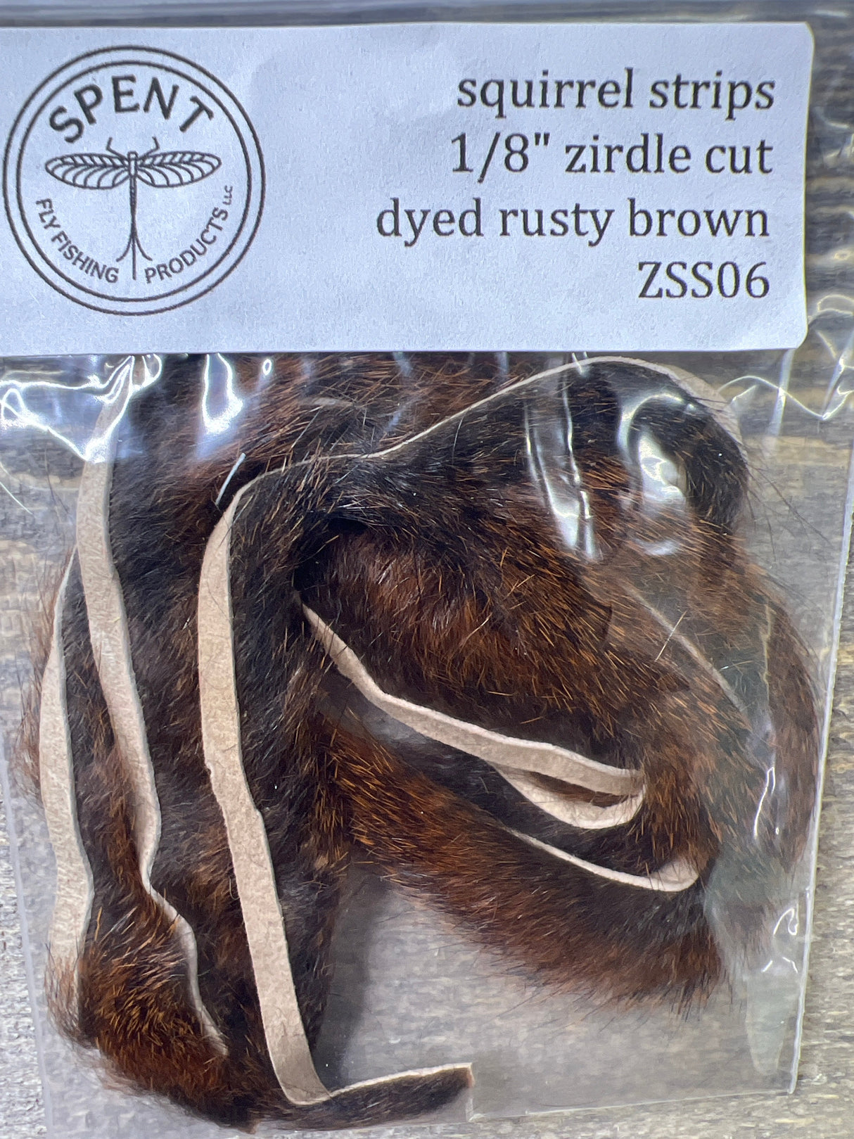 Spent Fly Fishing 1/8" Zirdle Cut Squirrel Strips Rusty Brown Squirrel Hair