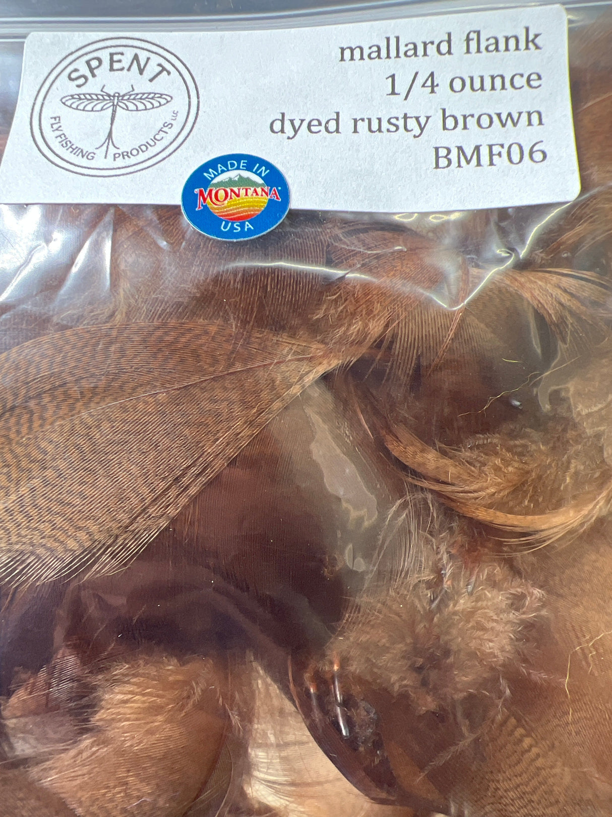 Spent Fly Fishing Bulk Mallard Flank 1/4 oz Rusty Brown Duck & Goose Feathers