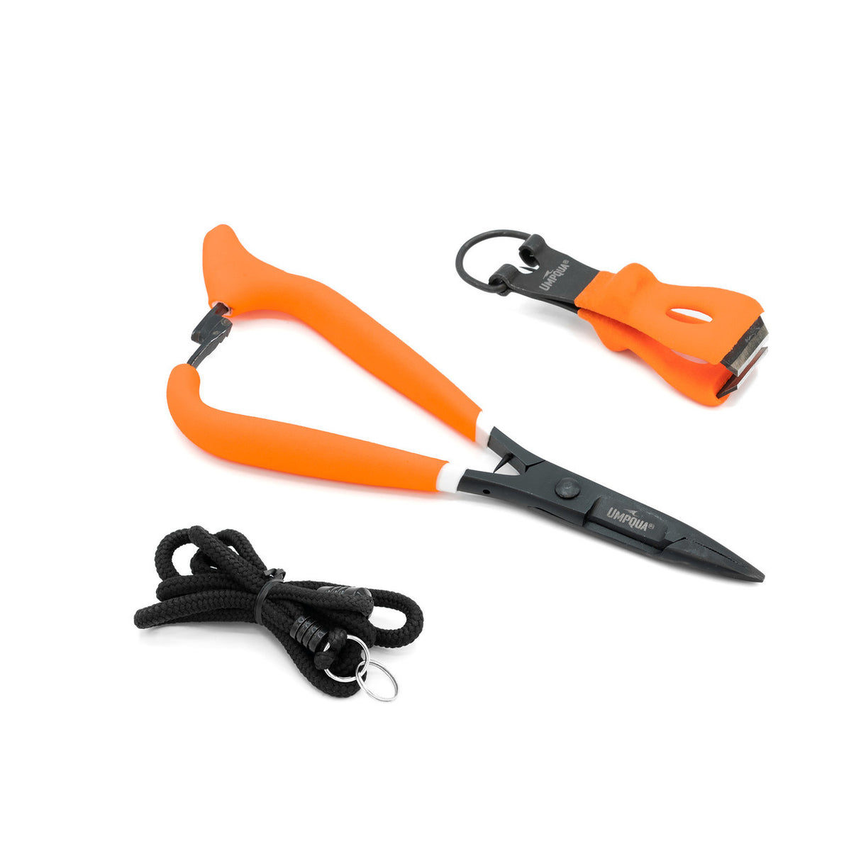 Umpqua Rivergrip PS 5.5" Mitten Clamp, Nipper, Lanyard Combo Hot Orange Fly Fishing Accessories