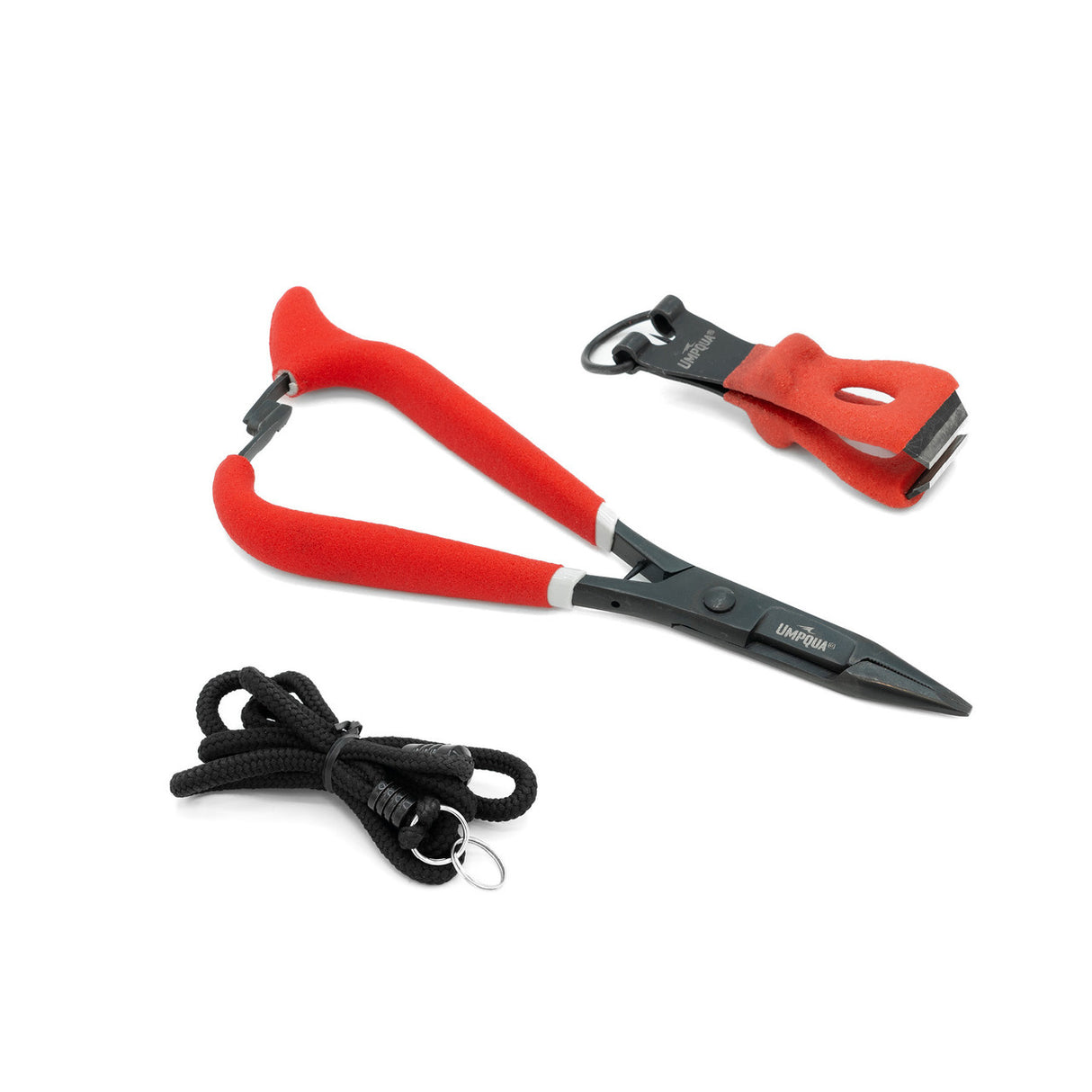 Umpqua Rivergrip PS 5.5" Mitten Clamp, Nipper, Lanyard Combo Red Fly Fishing Accessories