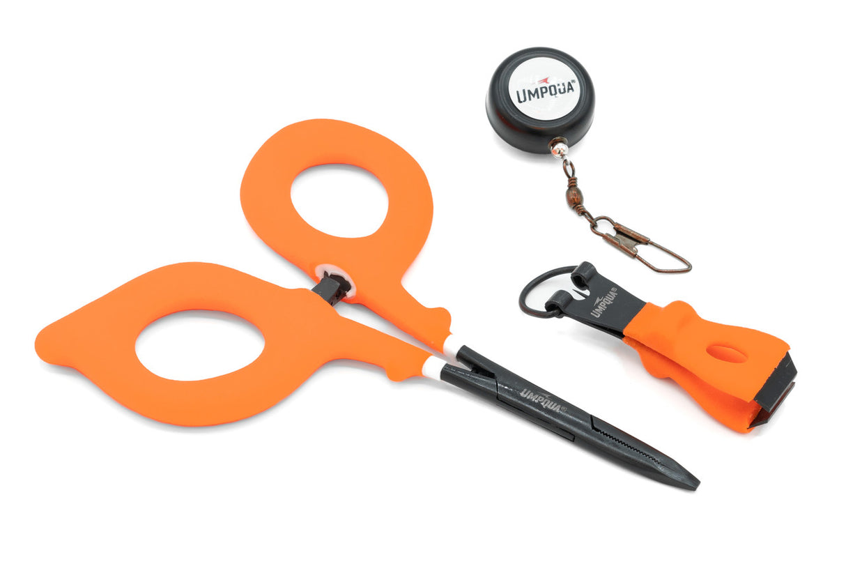 Umpqua Rivergrip PS Zinger Nipper Forcep Combo Hot Orange Fly Fishing Accessories