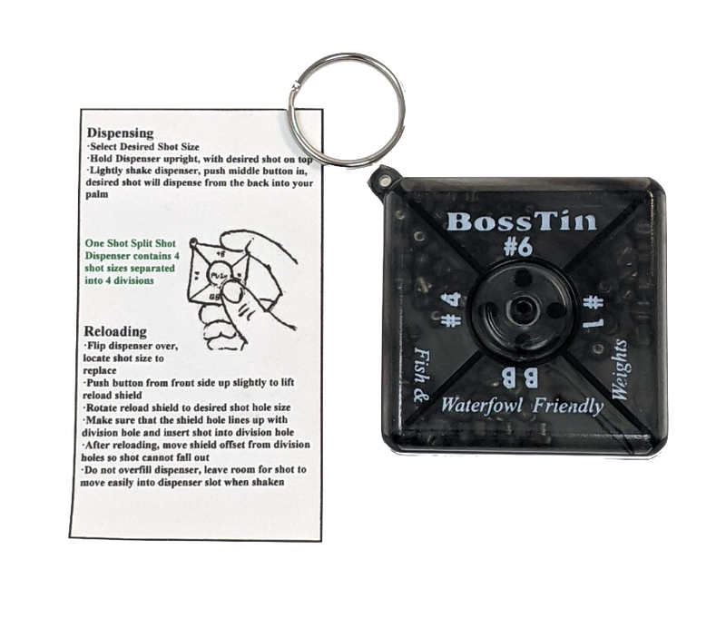 Boss Tin 1-Shot Dispenser Fly Fishing Sink Weight 4 Sizes Split Shot/Weight