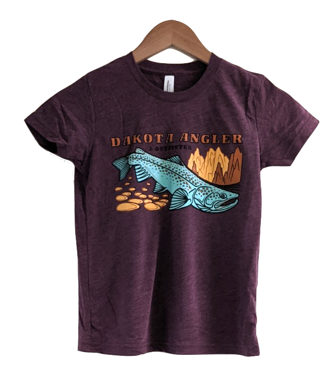 Dakota Angler Youth Underwood Logo T-Shirt Maroon / Small Clothing
