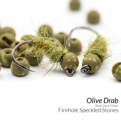 Firehole Slotted Speckled Stones Olive Drab / 2.0 mm Beads, Eyes, Coneheads