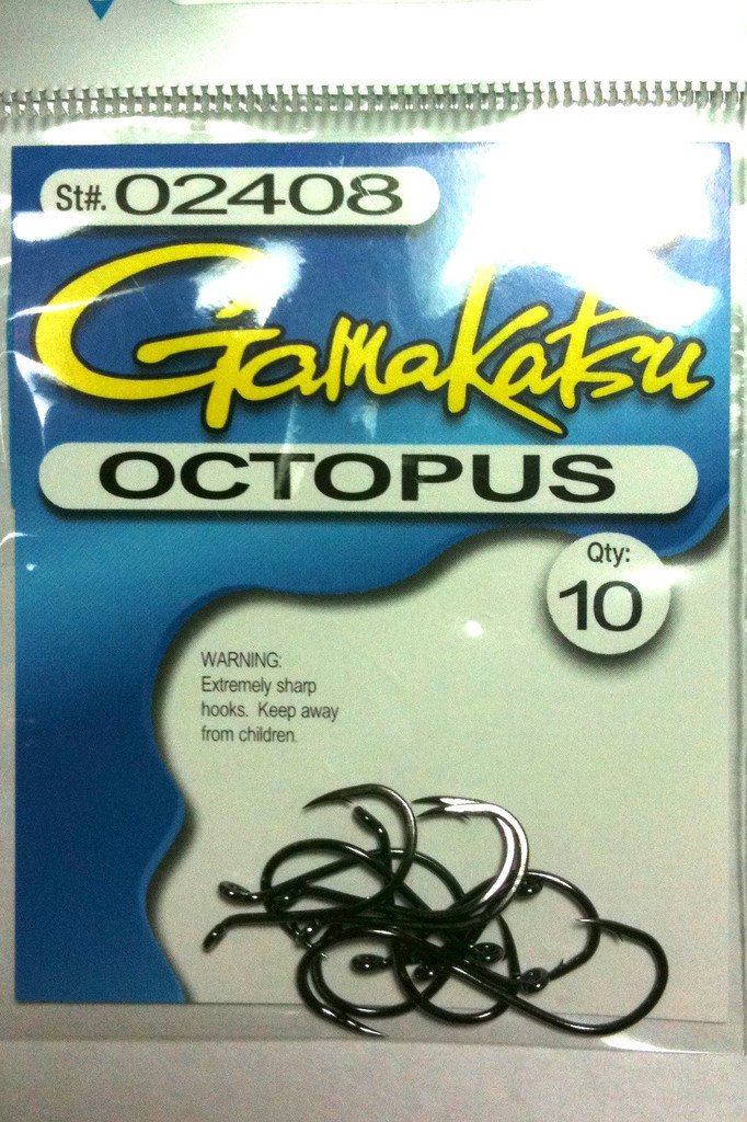 Gamakatsu Black Octopus Hook, 100-Pack, Size 1/0, Hooks 