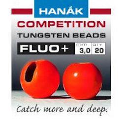 Hanak Fluo+ Slotted Tungsten Beads 20 pack Red / 2 mm Beads, Eyes, Coneheads